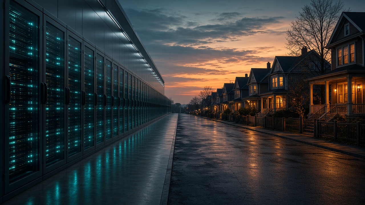 Dois caminhos de requisição, um a partir de um datacenter e outro de uma rede doméstica, até o mesmo site público